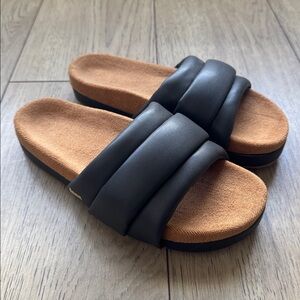 Commbi Sandals The Softie Double Plush Terry Cloth Bottom Men’s 8 Brown Leather